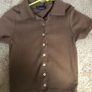 Brown button down shirt with a collar